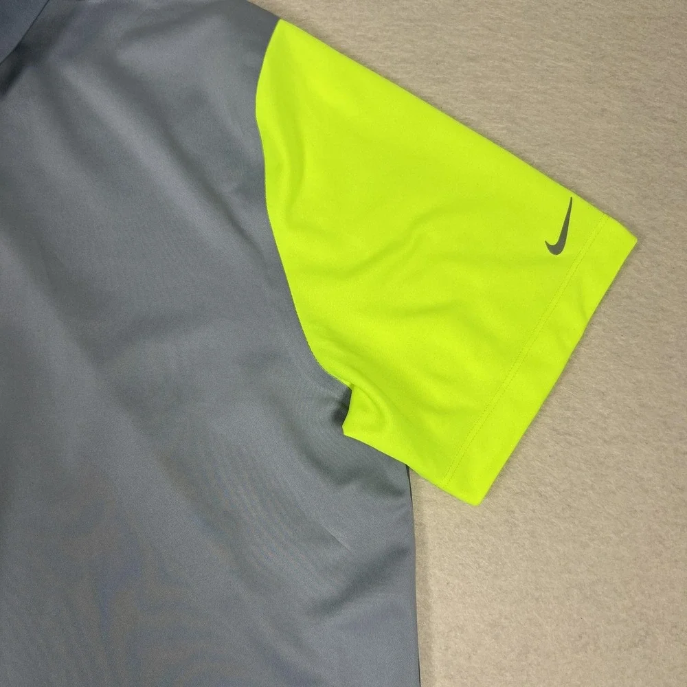 Nike Golf Polo‎ Shirt Mens XL Gray Yellow Tour Performance Dri-Fit Athletic